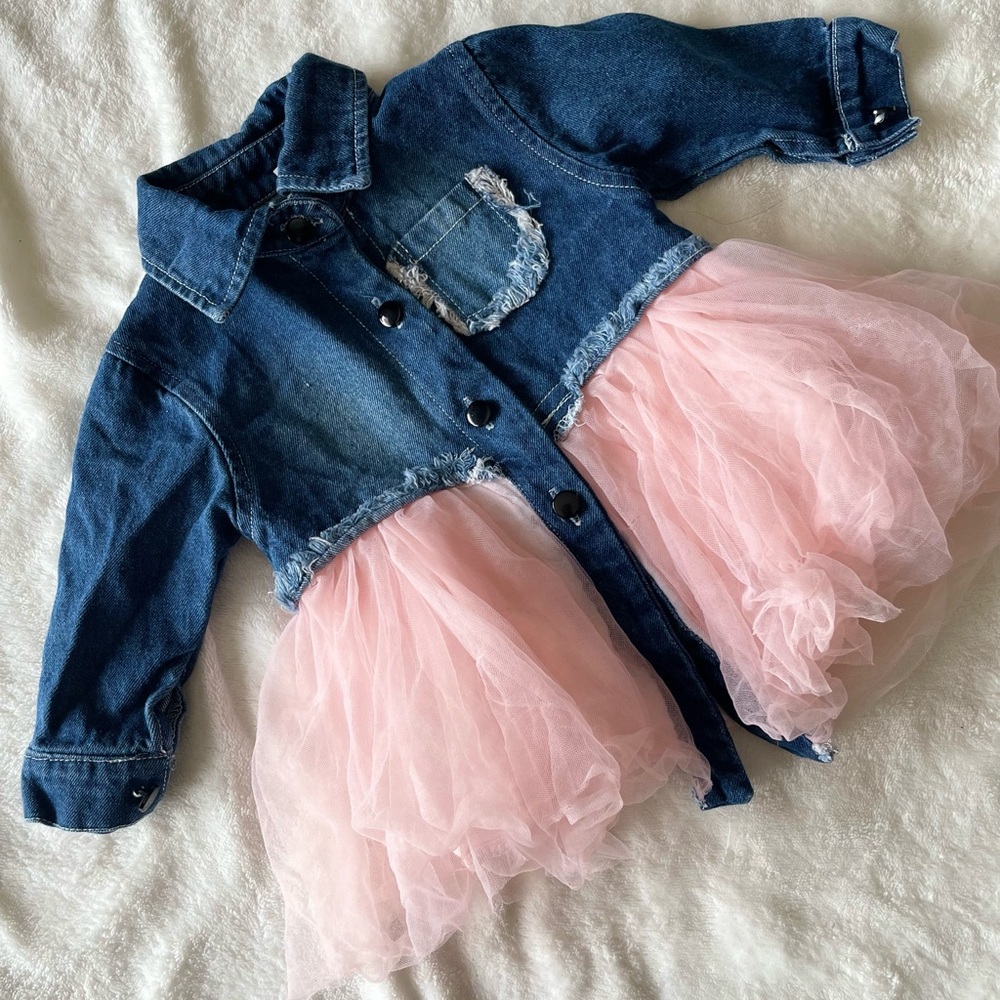 Girls tutu denim shirt
